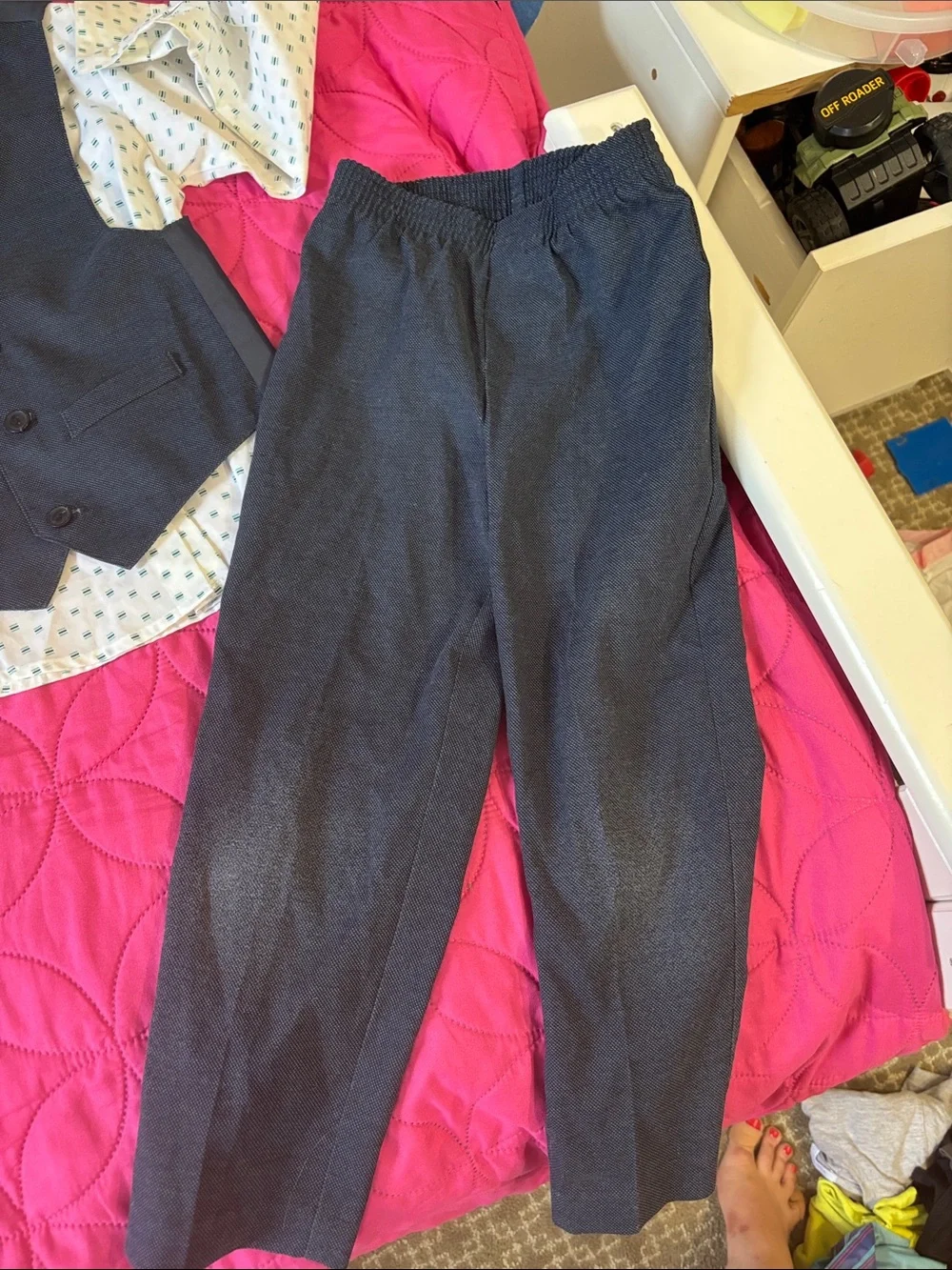 Calvin Klein Navy vest Set 4 pcs with Shirt and Bow Tie pants (pants was worn)